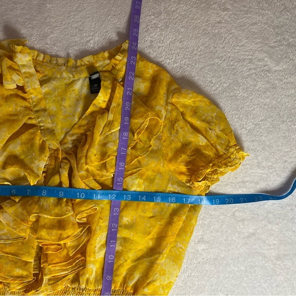 B. Tru Women MEDIUM Blouse Top Sheer See Through Floral Button Adult Fashion Fun - Picture 7 of 8